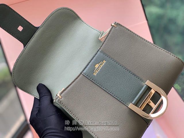 DELVAUX女包 Brillant系列手袋 進口牛皮 德爾沃女手提包 女手腕包 DV0020 拼色綠 Delvaux女單肩包  fcs1367